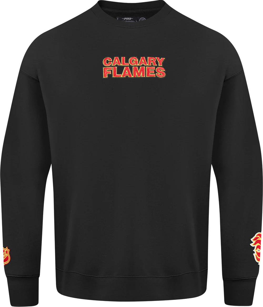 NHL CALGARY FLAMES WINGSPAN MEN'S DROP SHOULDER FLC CREWNECK (BLACK) - Image 2