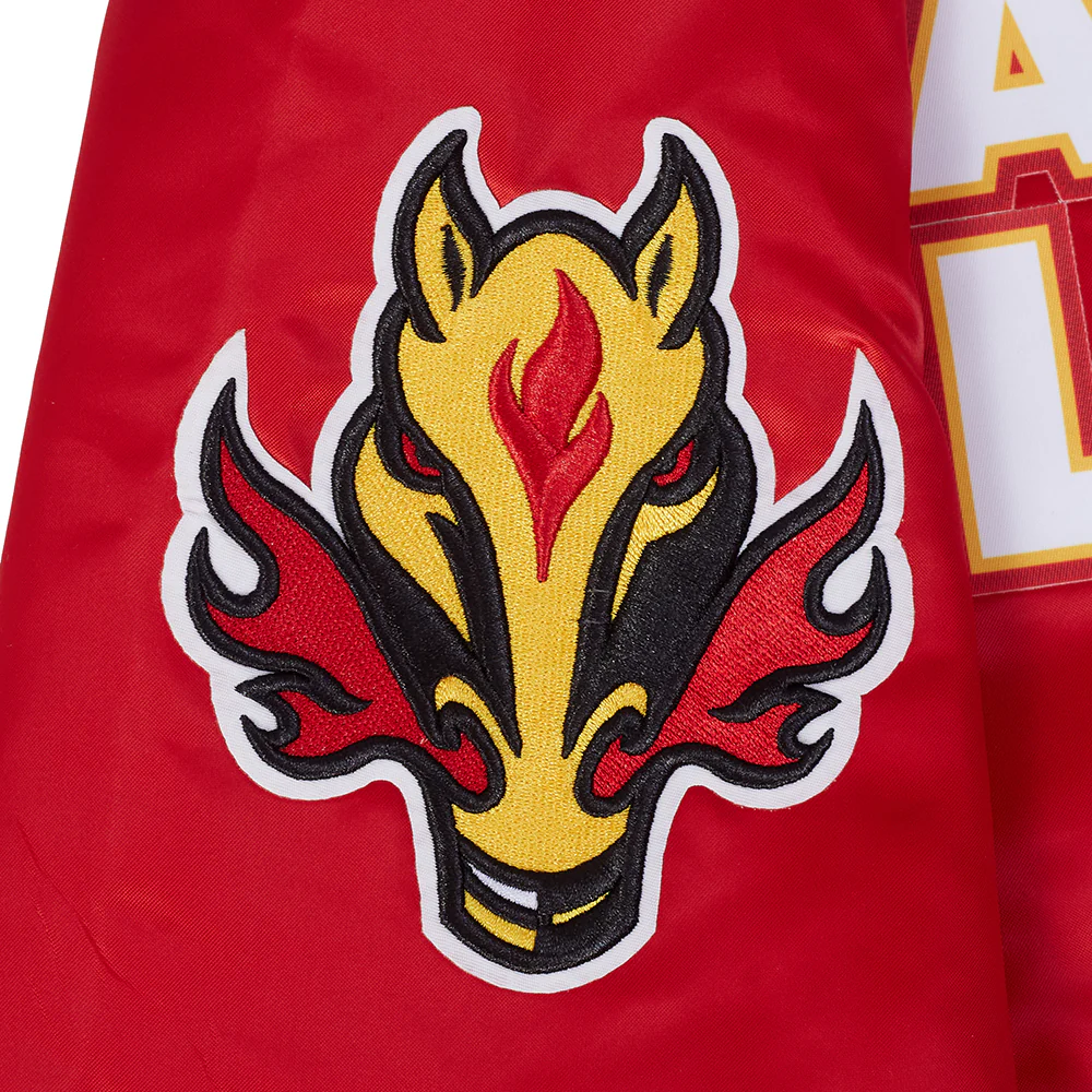 NHL CALGARY FLAMES CLASSIC MEN'S SATIN JACKET (RED) - Image 5