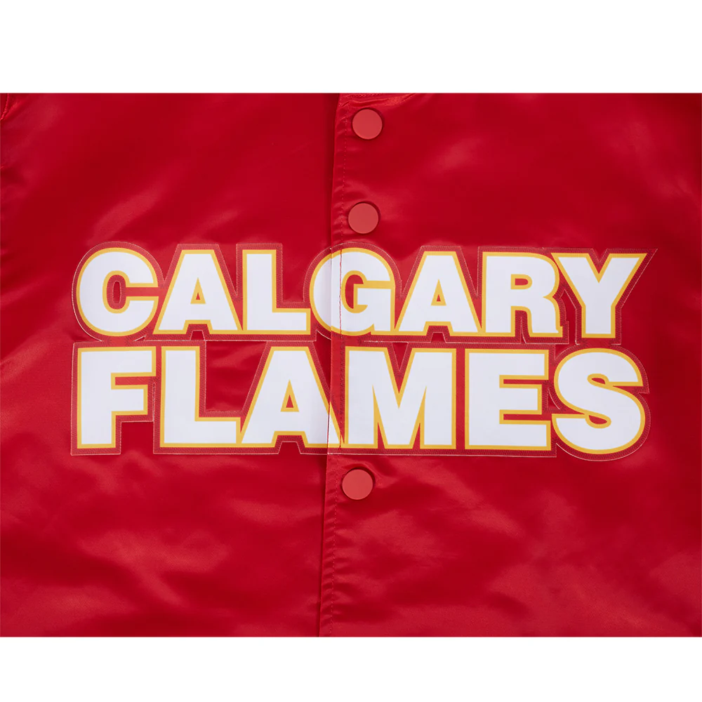 NHL CALGARY FLAMES CLASSIC MEN'S SATIN JACKET (RED) - Image 6