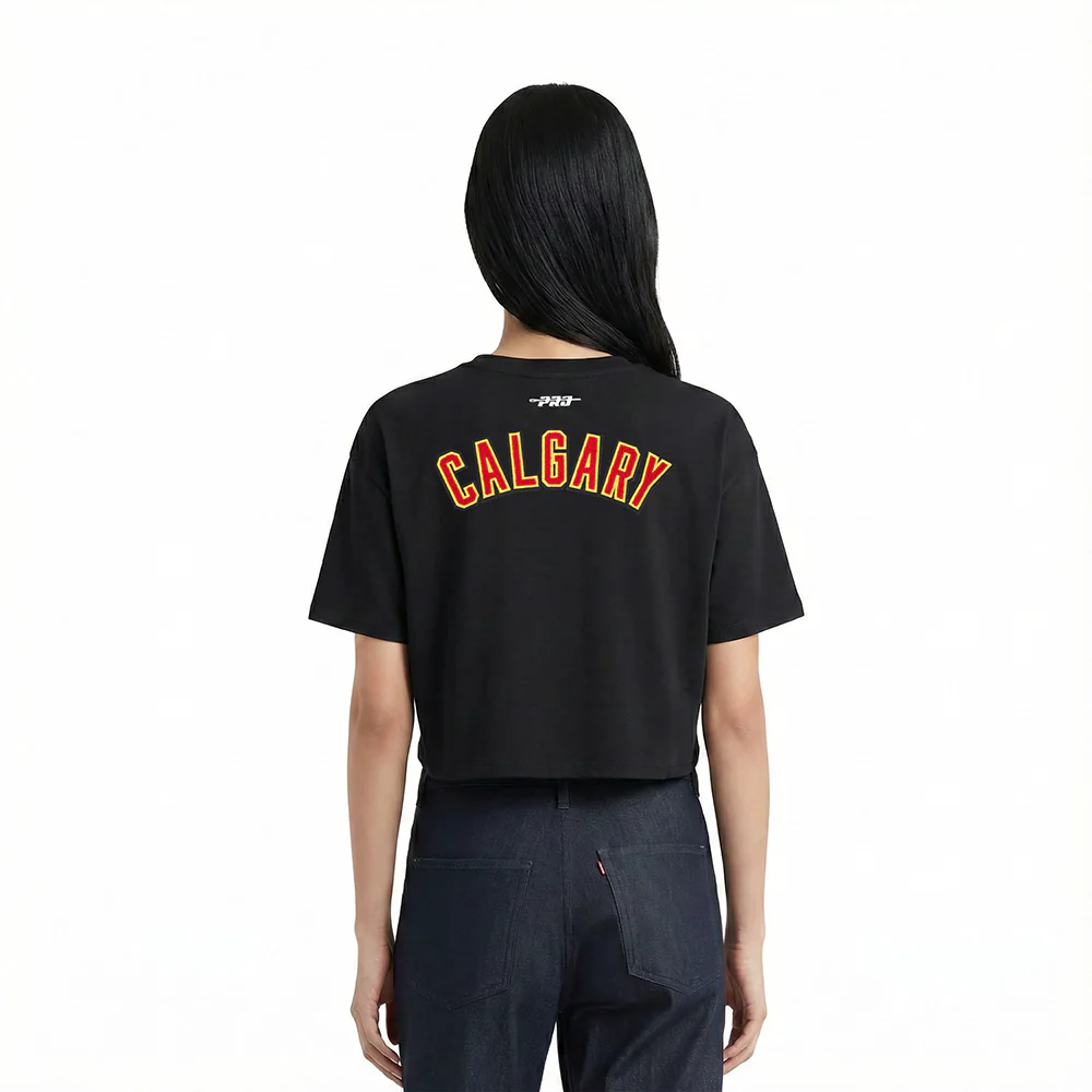 NHL CALGARY FLAMES CLASSIC WOMEN'S SJ BOXY TEE (BLACK) - Image 2