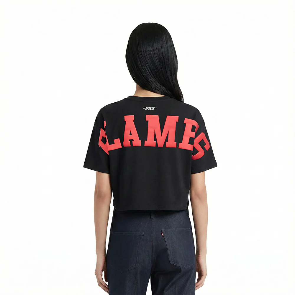 NHL CALGARY FLAMES WINGSPAN WOMEN'S SJ BOXY TEE (BLACK)