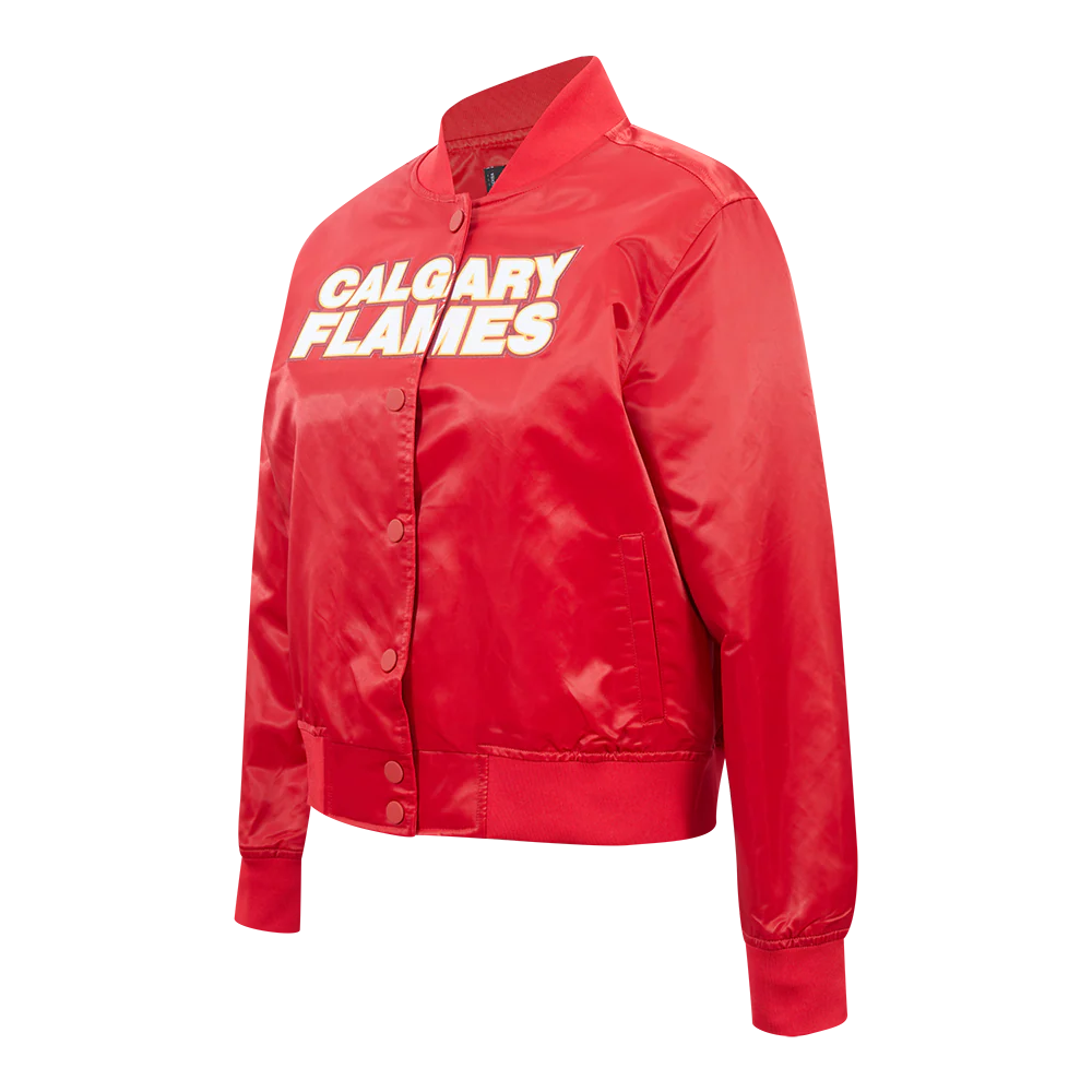 NHL CALGARY FLAMES CLASSIC WOMEN'S SATIN JACKET (RED) - Image 3