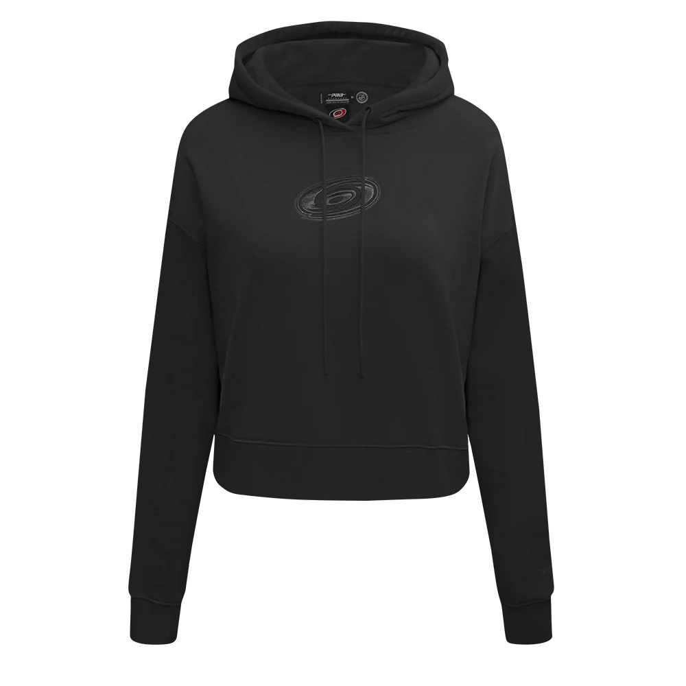 NHL CAROLINA HURRICANES NEUTRAL WOMEN'S CROPPED PULLOVER HOODIE (BLACK)