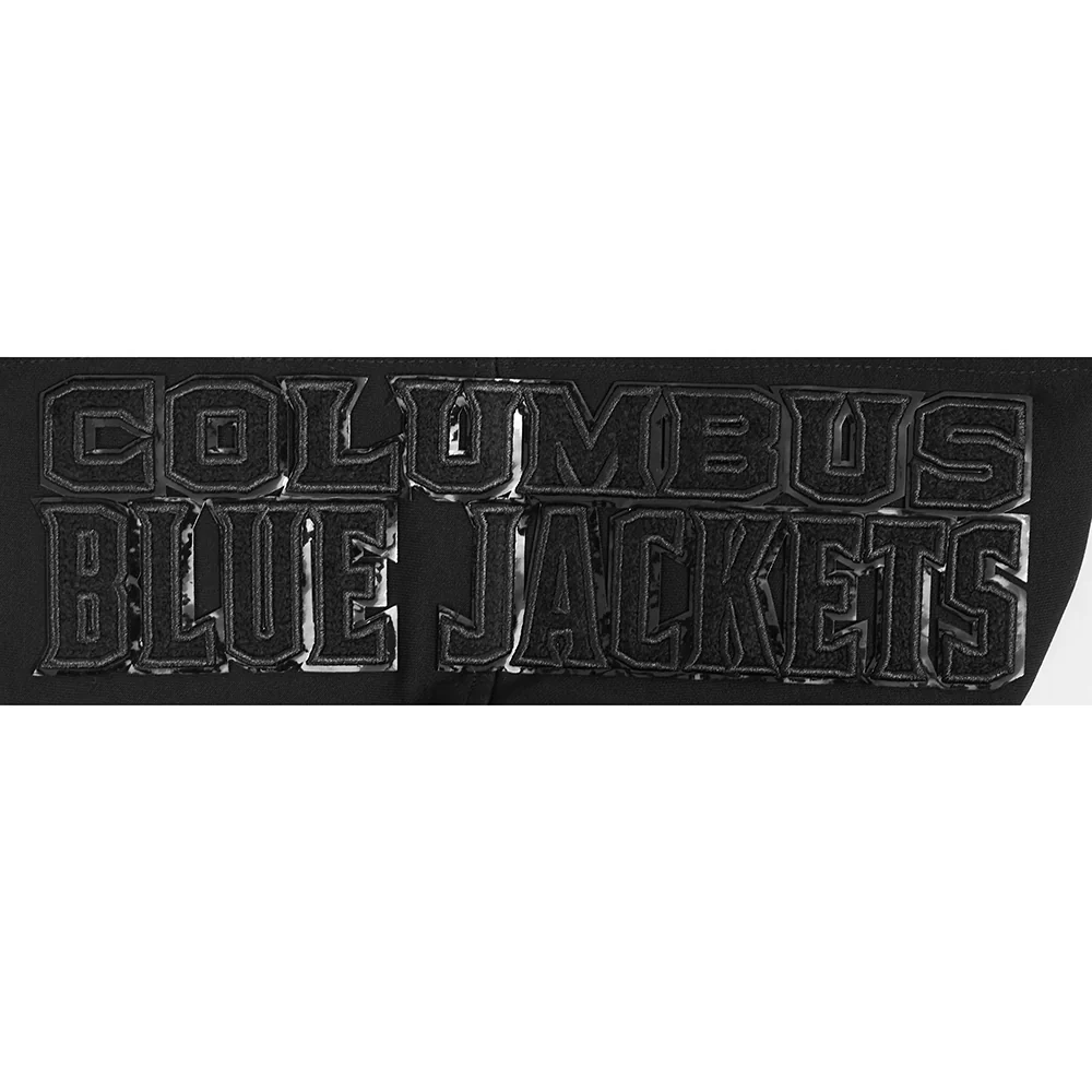 NHL COLUMBUS BLUE JACKETS TRIPLE BLACK MEN'S DK FZ PO HOODIE (TRIPLE BLACK) - Image 5