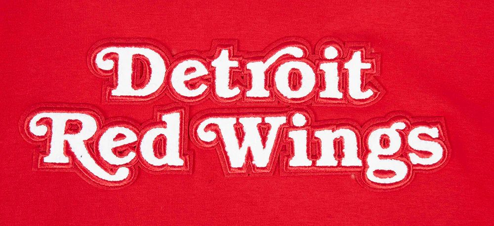 NHL DETROIT RED WINGS CLASSIC CHENILLE MEN'S DOUBLE KNIT SHORT SLEEVE PULLOVER HOODIE (RED/BLACK) - Image 6