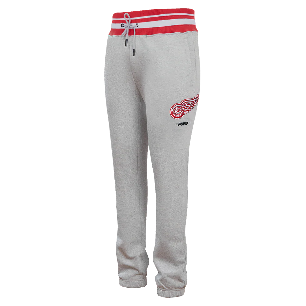 NHL DETROIT RED WINGS SCRIPT TAIL MEN'S RIB FLEECE SWEATPANT (HEATHER GRAY/RED)