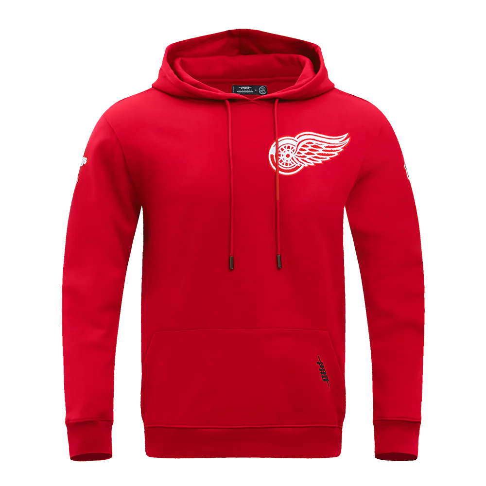 NHL DETROIT RED WINGS CLASSIC CHENILLE MEN'S PULLOVER HOODIE (RED)