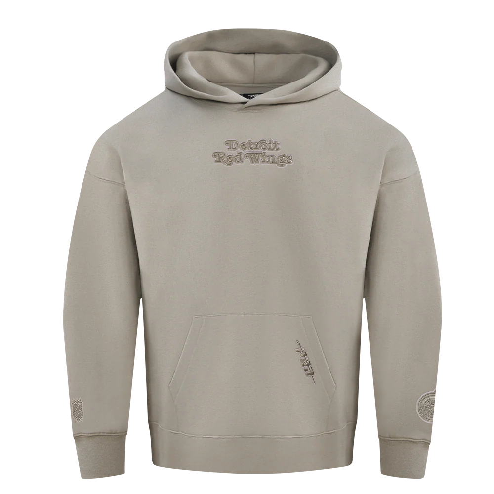 NHL DETROIT RED WINGS WINGSPAN MEN'S DROP SHOULDER FLEECE PULLOVER HOODIE (TAUPE) - Image 2