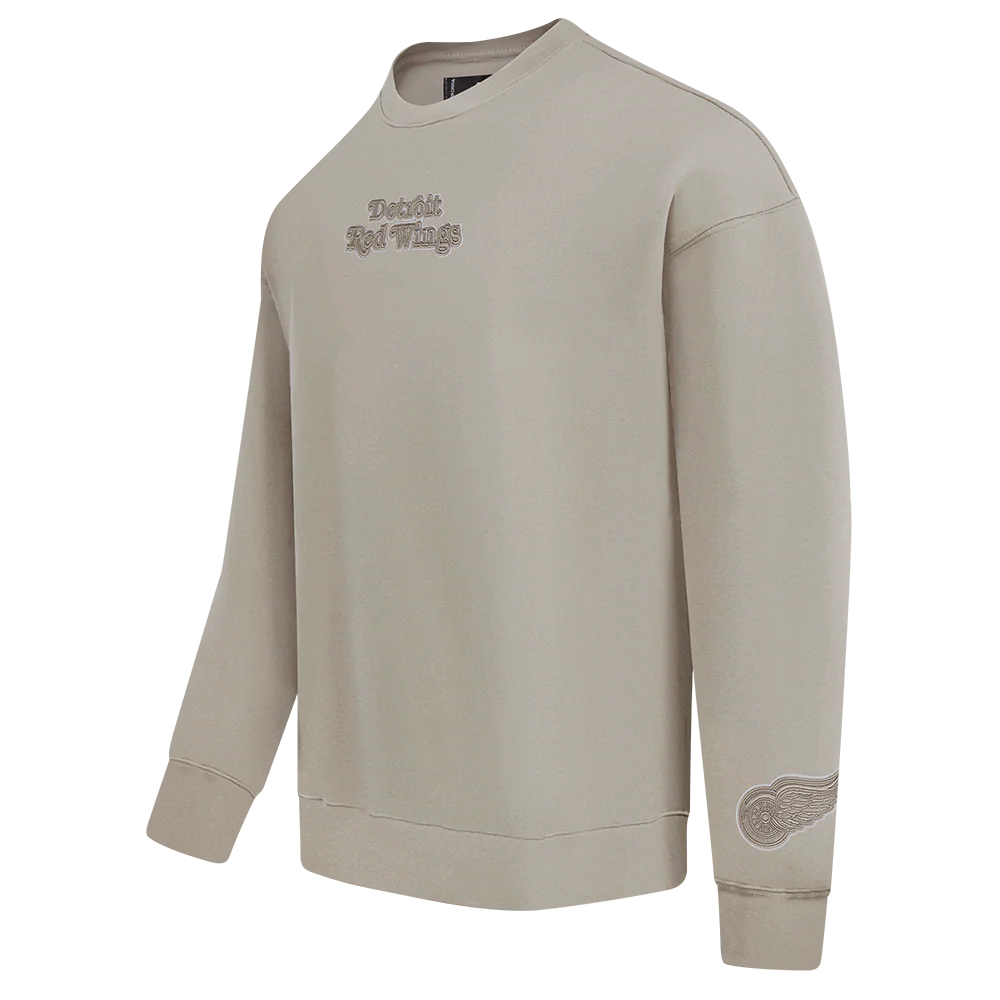 NHL DETROIT RED WINGS WINGSPAN MEN'S DROP SHOULDER FLEECE CREWNECK (TAUPE)