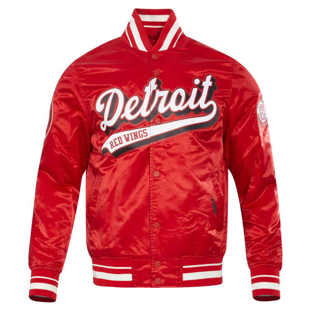 NHL DETROIT RED WINGS SCRIPT TAIL MEN'S SATIN JACKET (RED)