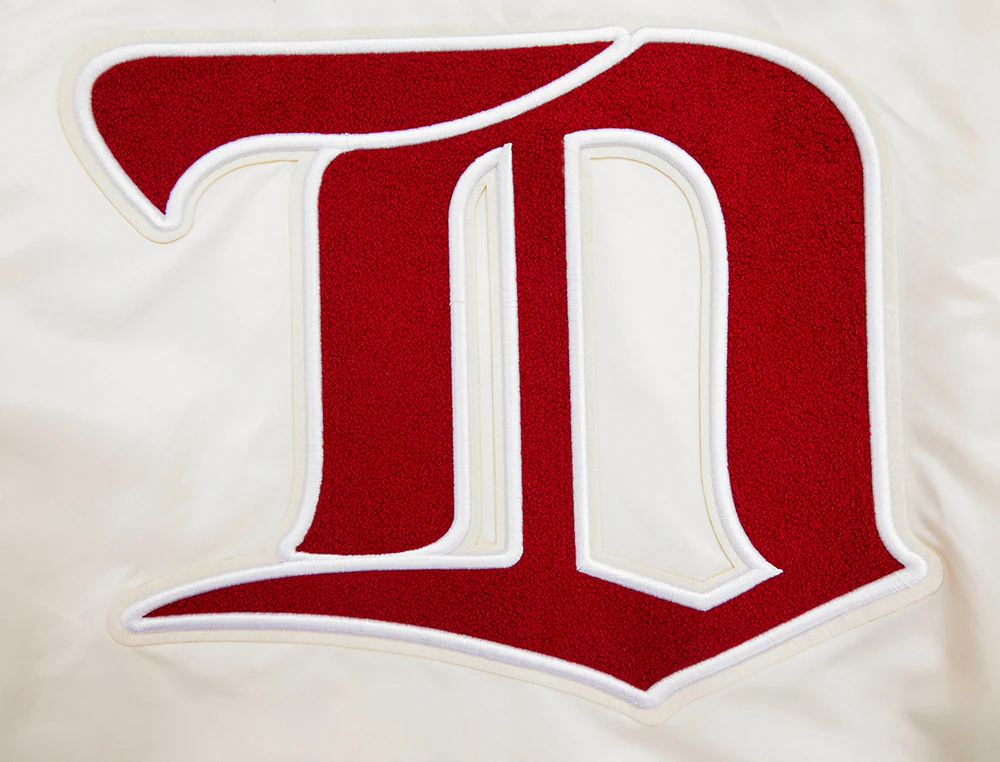 NHL DETROIT RED WINGS RETRO CLASSIC MEN'S RIB SATIN JACKET (EGGSHELL/ RED) - Image 13