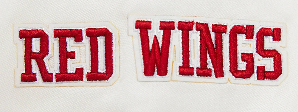 NHL DETROIT RED WINGS RETRO CLASSIC MEN'S RIB SATIN JACKET (EGGSHELL/ RED) - Image 14