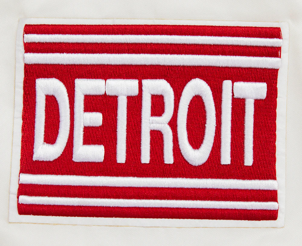 NHL DETROIT RED WINGS RETRO CLASSIC MEN'S RIB SATIN JACKET (EGGSHELL/ RED) - Image 15