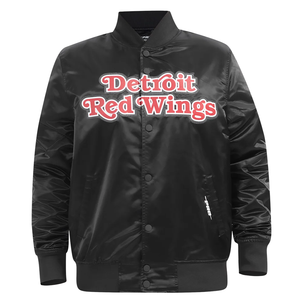 NHL DETROIT RED WINGS CLASSIC SATIN MEN'S JACKET (BLACK)