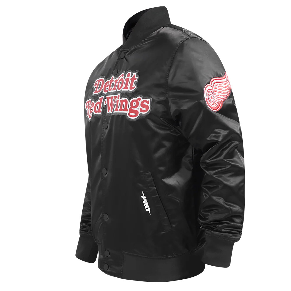 NHL DETROIT RED WINGS CLASSIC SATIN MEN'S JACKET (BLACK) - Image 2