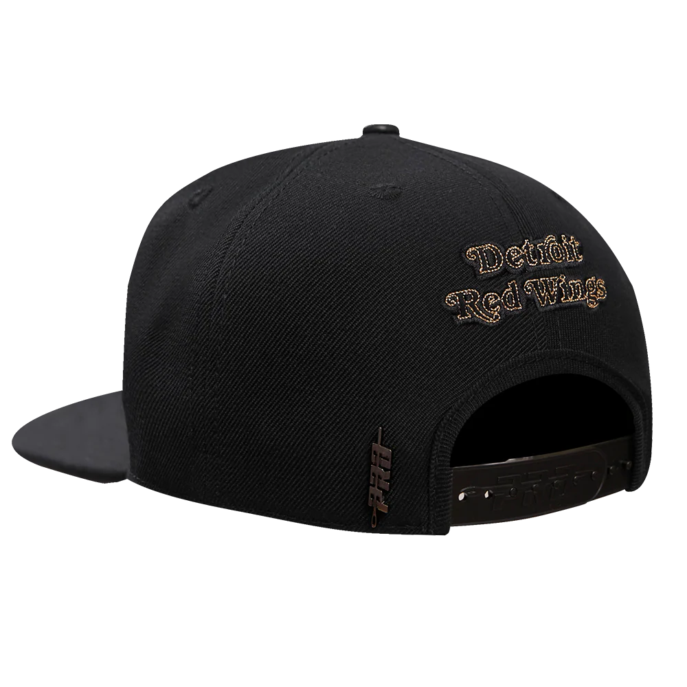 NHL DETROIT RED WINGS BLACK & GOLD WOOL SNAPBACK HAT (BLACK) - Image 4