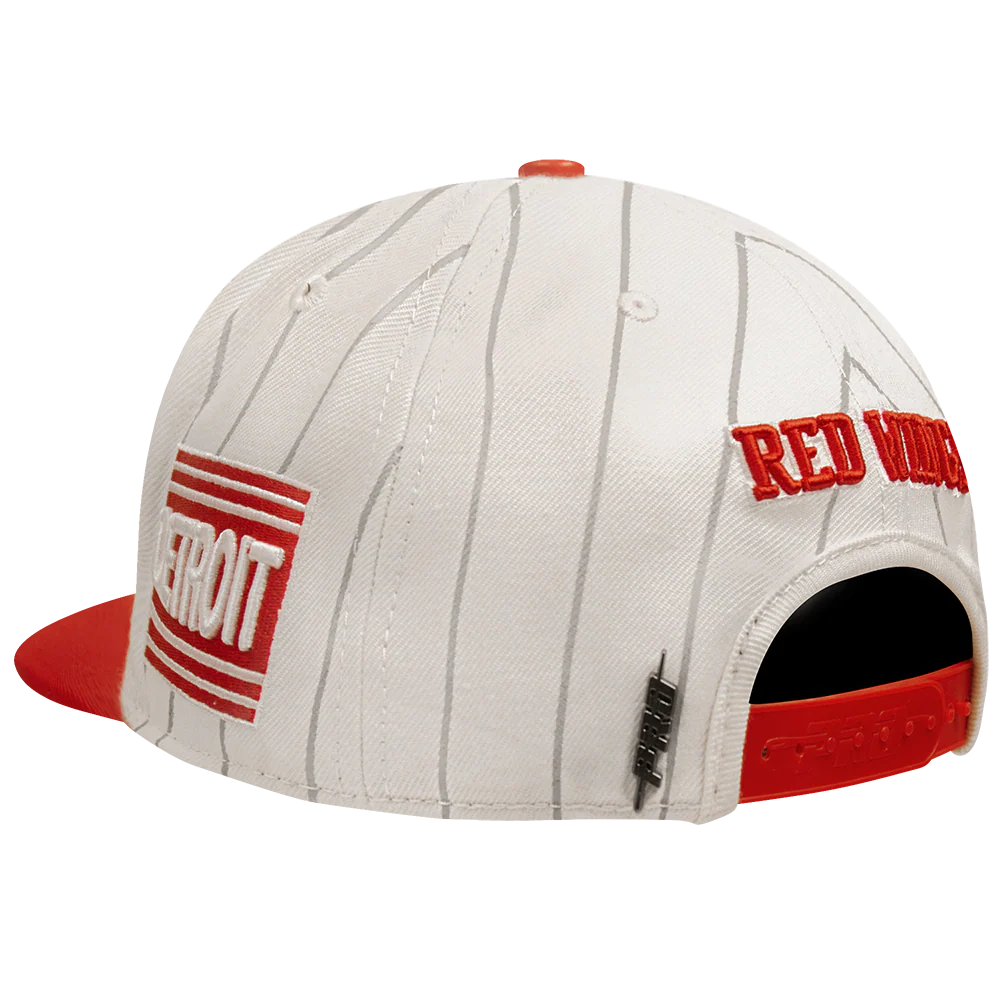 NHL DETROIT RED WINGS PINSTRIPE RETRO CLASSIC LOGO WOOL SNAPBACK (EGGSHELL/ GREY) - Image 3