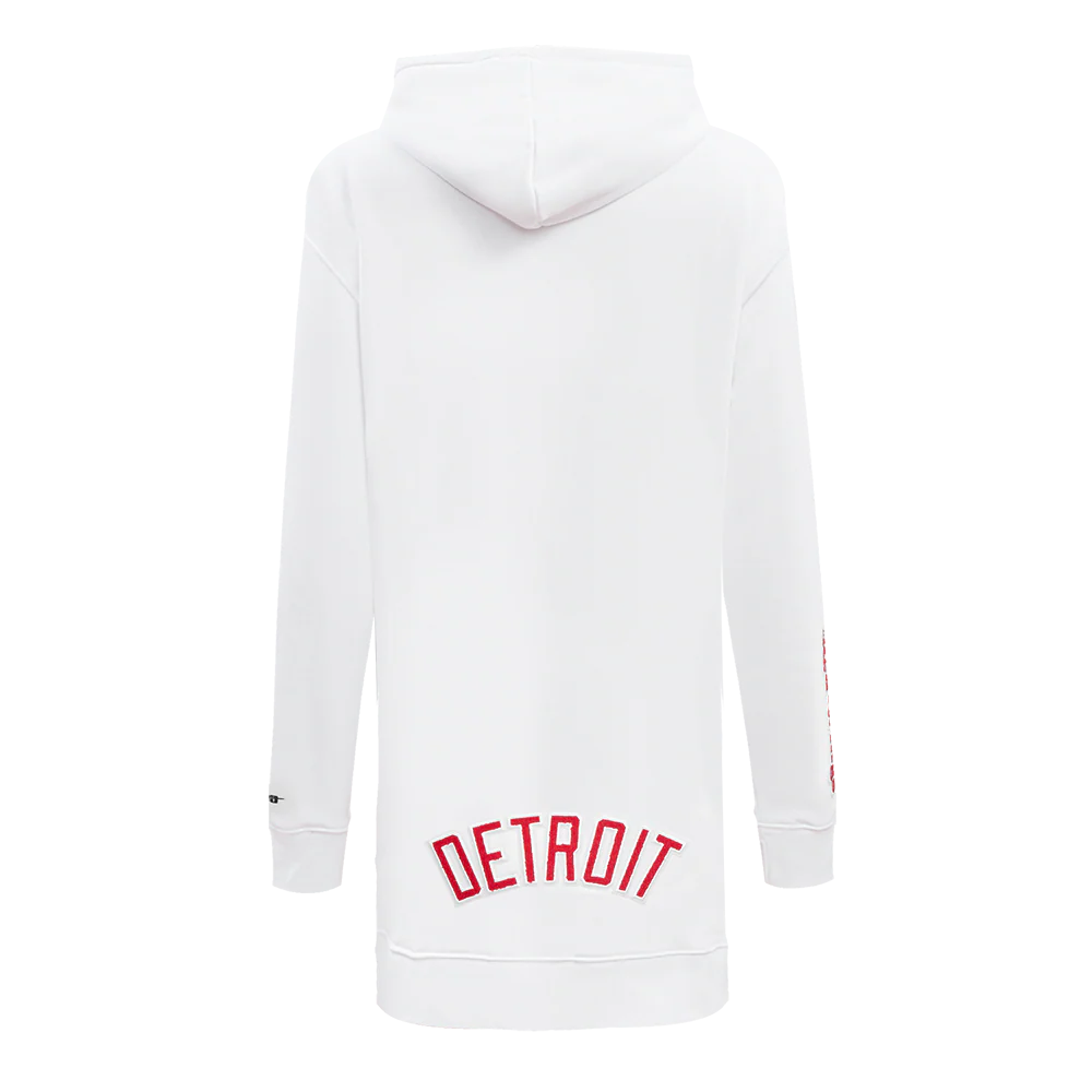 NHL DETROIT RED WINGS CLASSIC WOMEN'S FLEECE HOODIE DRESS (WHITE) - Image 3