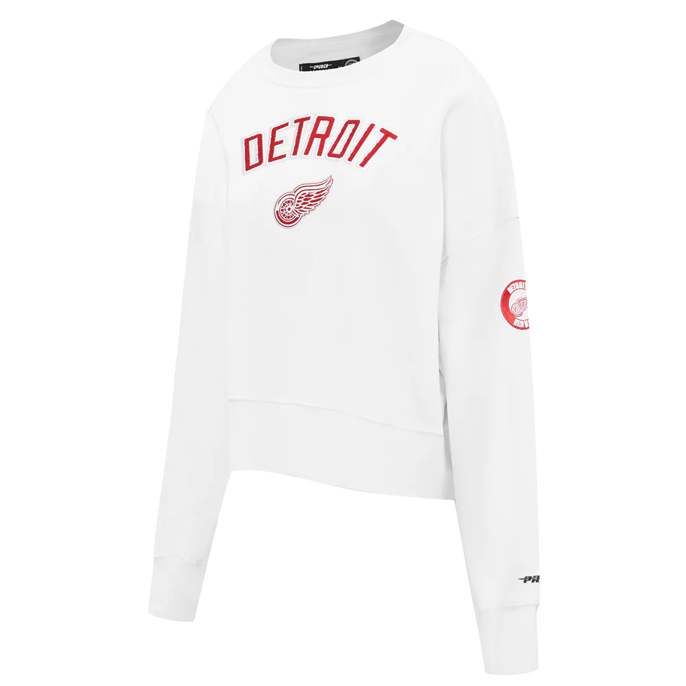 NHL DETROIT RED WINGS CLASSIC WOMEN'S FLEECE CREWNECK (WHITE) - Image 2