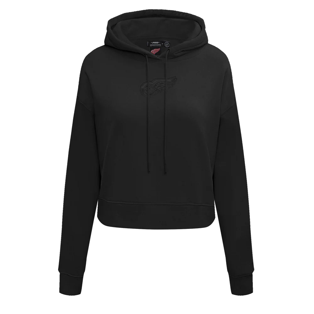 NHL DETROIT RED WINGS NEUTRAL WOMEN'S CROPPED PULLOVER HOODIE (BLACK)