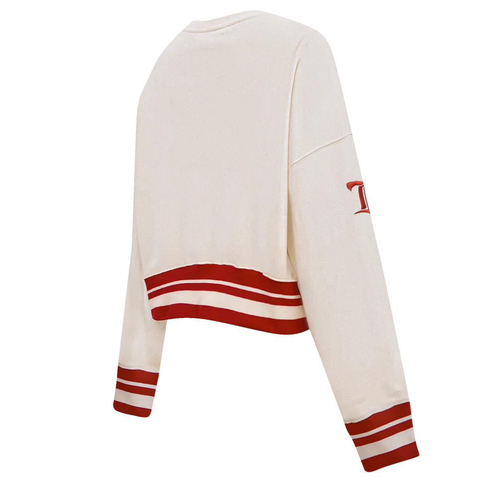 NHL DETROIT RED WINGS RETRO CLASSIC WOMEN'S RIB CREWNECK (EGGSHELL/ RED) - Image 4