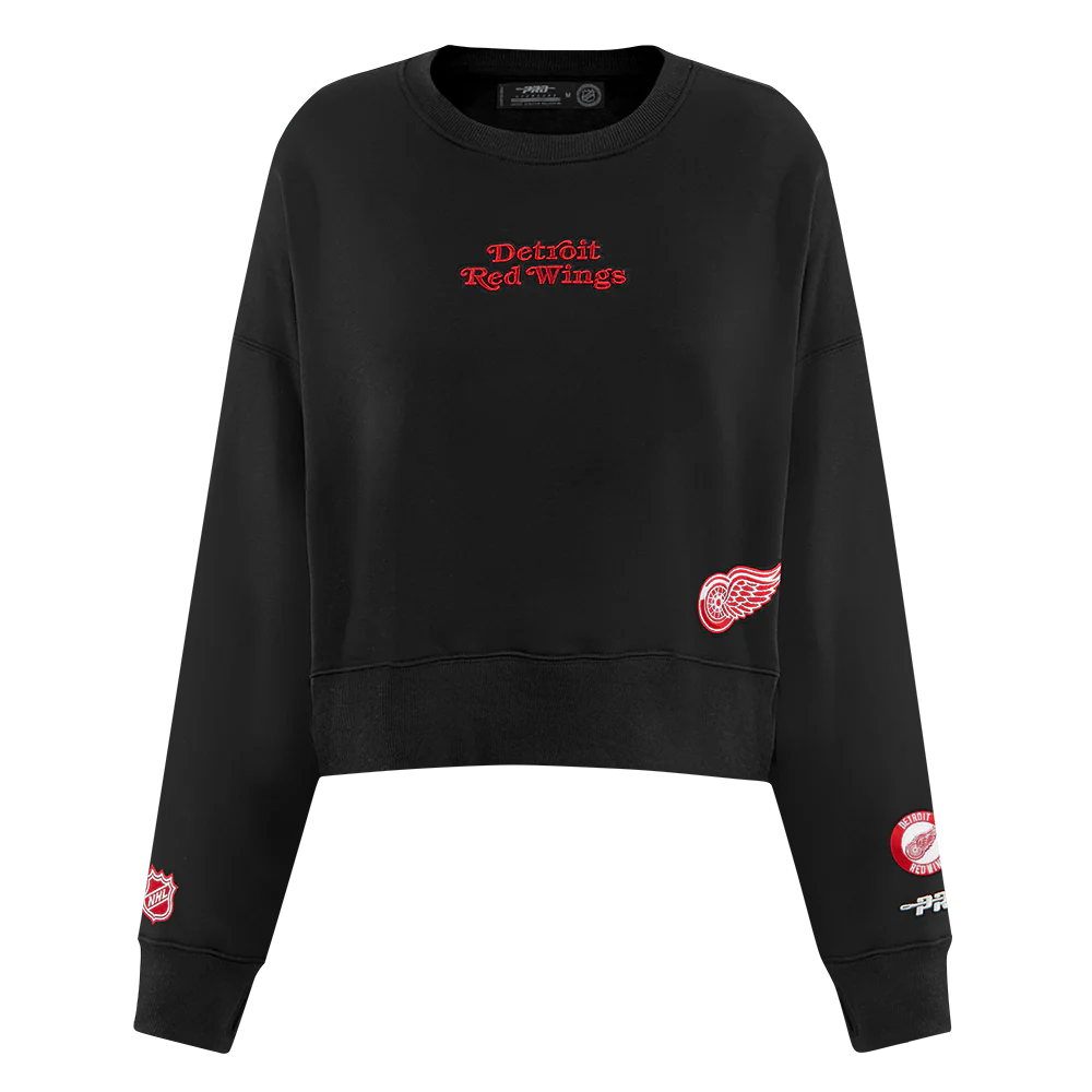 NHL DETROIT RED WINGS WINGSPAN WOMEN'S FLC CREWNECK (BLACK) - Image 3