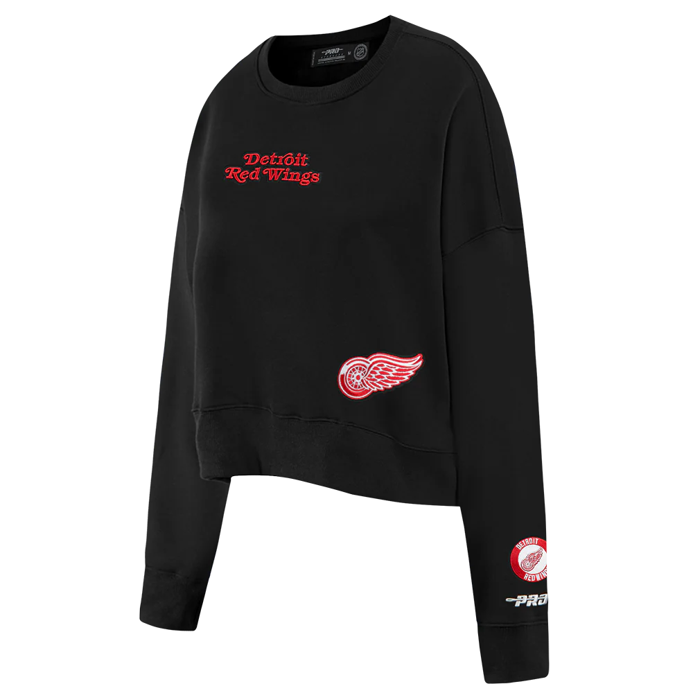 NHL DETROIT RED WINGS WINGSPAN WOMEN'S FLC CREWNECK (BLACK) - Image 4