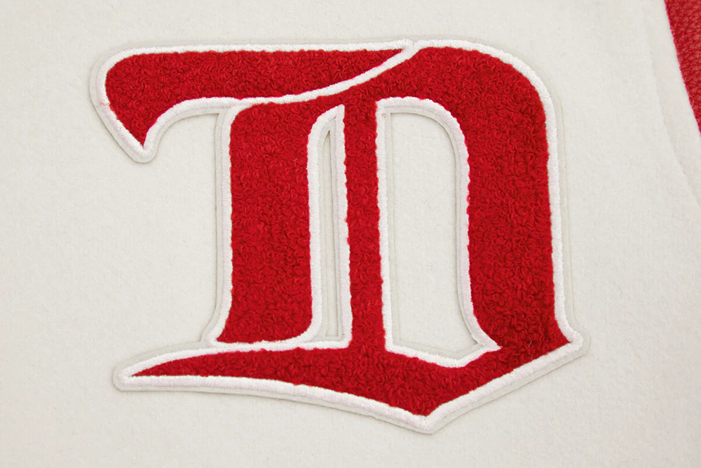 NHL DETROIT RED WINGS RETRO CLASSIC WOMEN'S RIB WOOL VARSITY JACKET (EGGSHELL/ RED) - Image 8