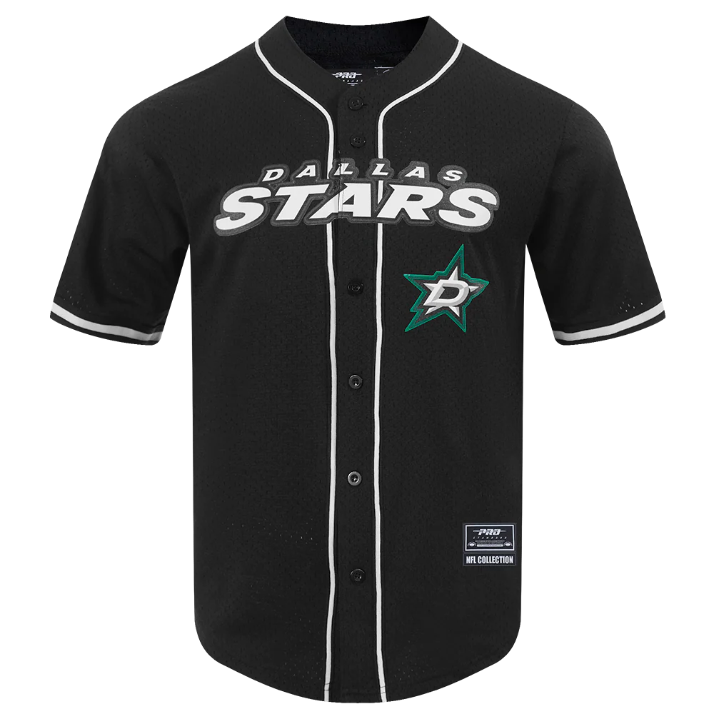NHL DALLAS STARS CLASSIC MEN'S MESH BUTTON DOWN SHIRT (BLACK)
