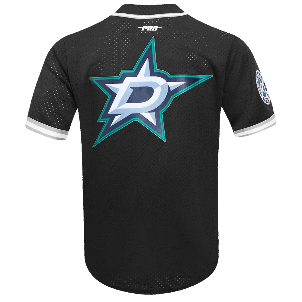 NHL DALLAS STARS SCRIPT TAIL MEN'S MESH BUTTON DOWN SHIRT (BLACK/GRAY) - Image 12