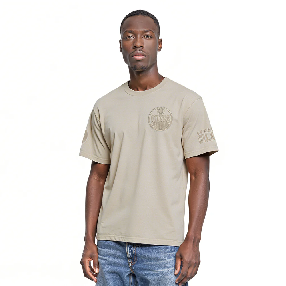 NHL EDMONTON OILERS NEUTRAL MEN'S CJ DROP SHOULDER TEE (TAUPE)