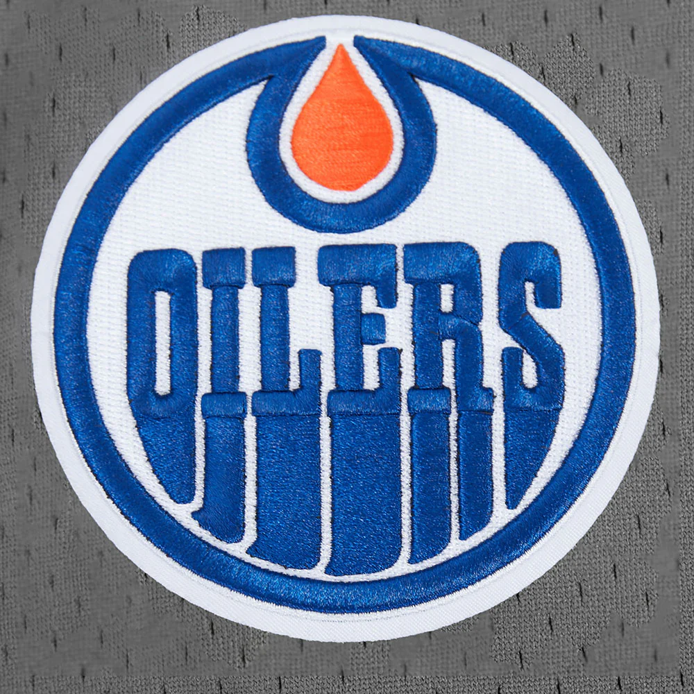 NHL EDMONTON OILERS CLASSIC MESH MEN'S BUTTON DOWN SHIRT (GRAY) - Image 3