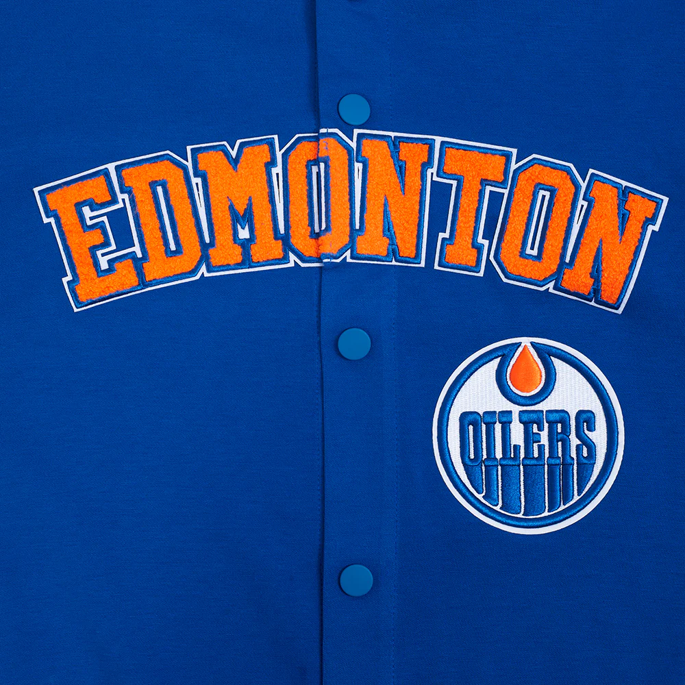 NHL EDMONTON OILERS CLASSIC MEN'S WARM UP JACKET (DODGER BLUE) - Image 5