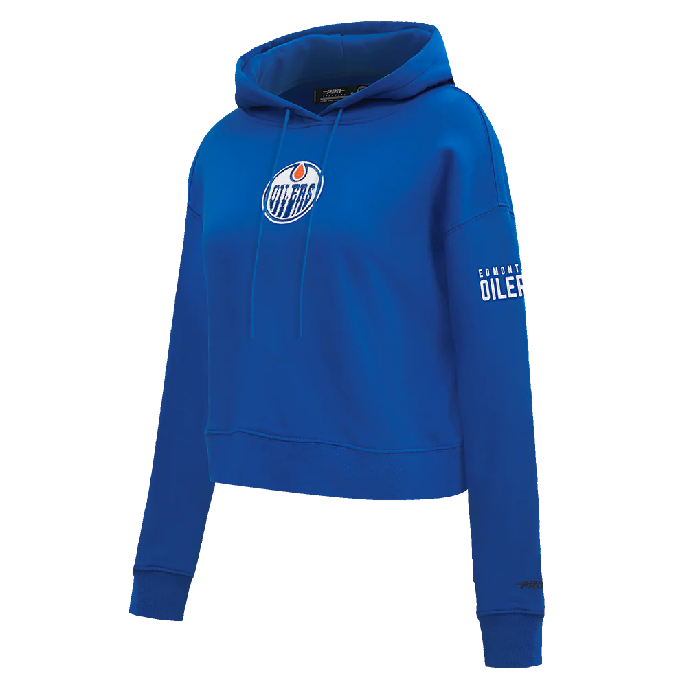 NHL EDMONTON OILERS CLASSIC WOMEN'S FLC CROPPED PO HOODIE (DODGER BLUE) - Image 2