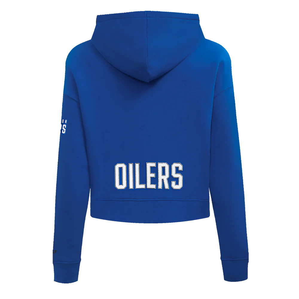 NHL EDMONTON OILERS CLASSIC WOMEN'S FLC CROPPED PO HOODIE (DODGER BLUE) - Image 3
