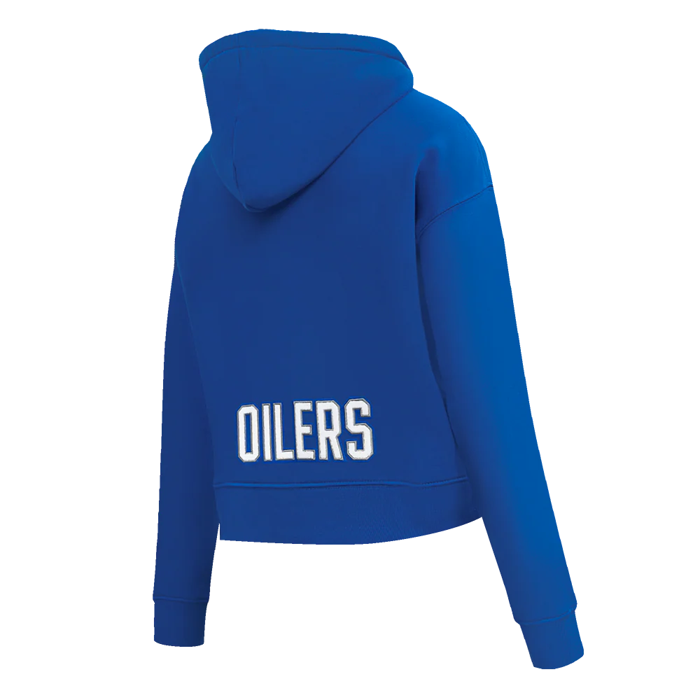 NHL EDMONTON OILERS CLASSIC WOMEN'S FLC CROPPED PO HOODIE (DODGER BLUE) - Image 4