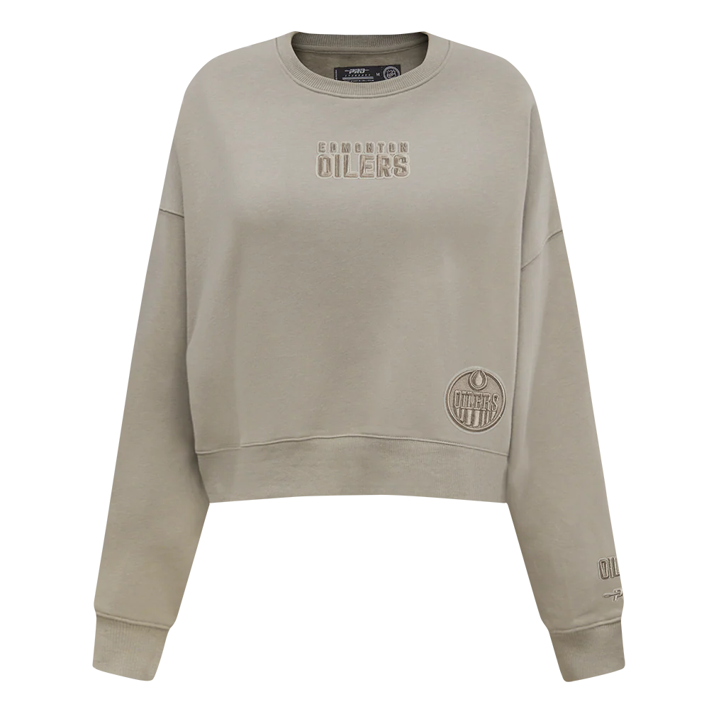EDMONTON OILERS WINGSPAN WOMEN'S FLC CREWNECK (TAUPE) - Image 3