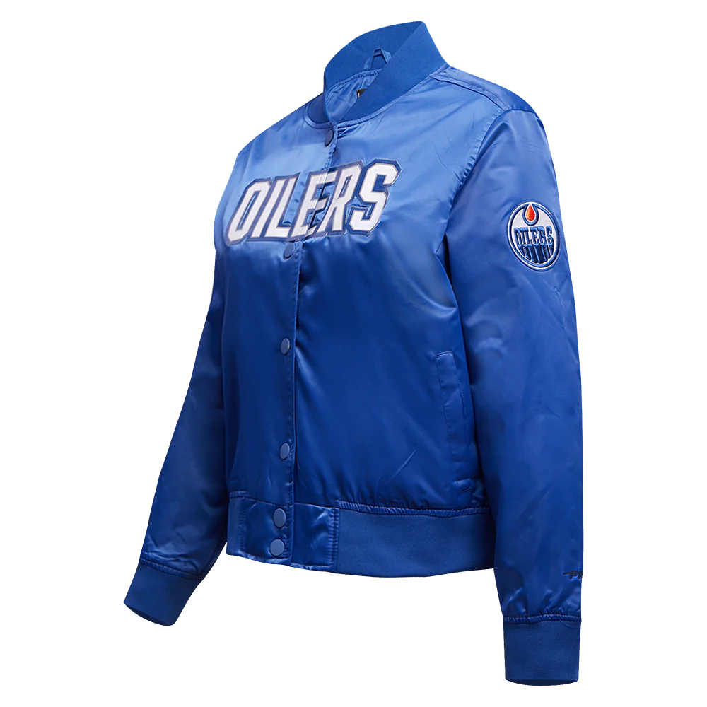 NHL EDMONTON OILERS CLASSIC WOMEN'S SATIN JACKET (DODGER BLUE) - Image 2