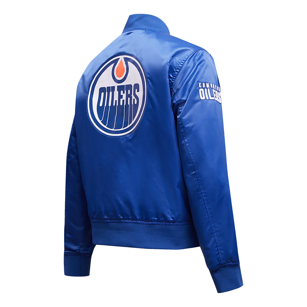 NHL EDMONTON OILERS CLASSIC WOMEN'S SATIN JACKET (DODGER BLUE) - Image 4