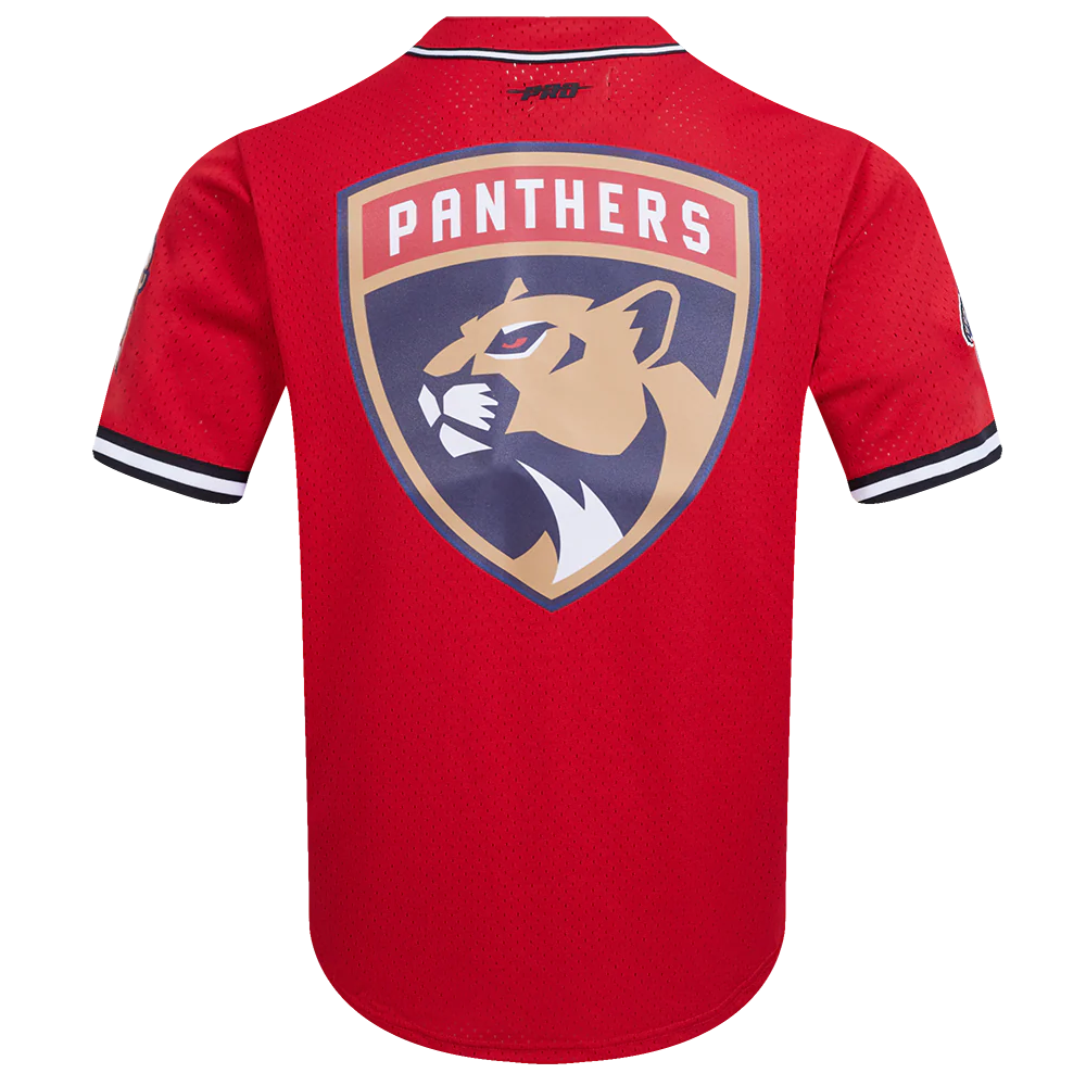 NHL FLORIDA PANTHERS CLASSIC MESH MEN'S BUTTON DOWN SHIRT (RED) - Image 3