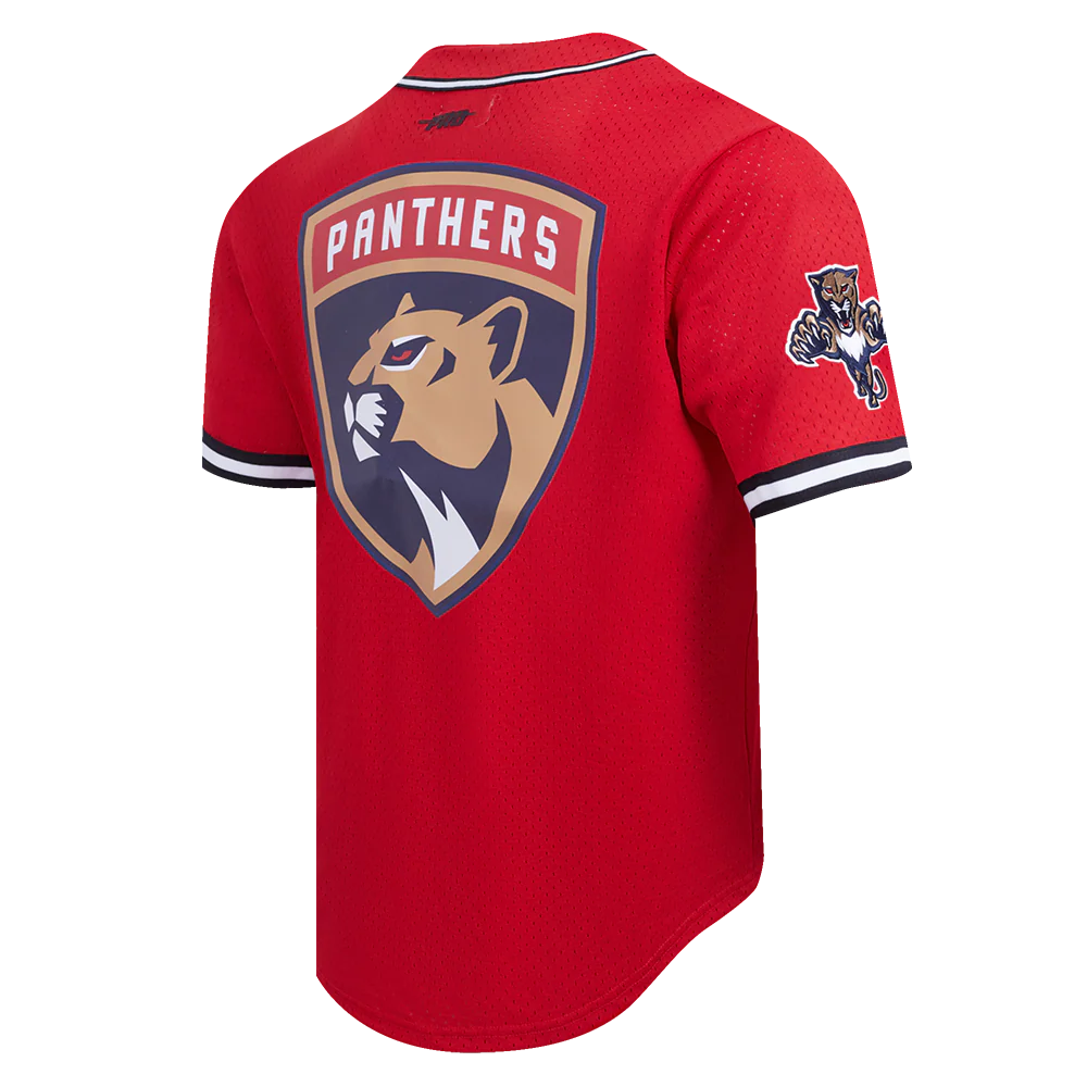 NHL FLORIDA PANTHERS CLASSIC MESH MEN'S BUTTON DOWN SHIRT (RED) - Image 4