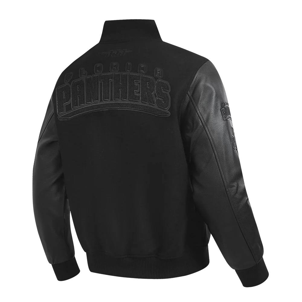 NHL FLORIDA PANTHERS TRIPLE BLACK MEN'S WOOL VARSITY JACKET (TRIPLE BLACK) - Image 4