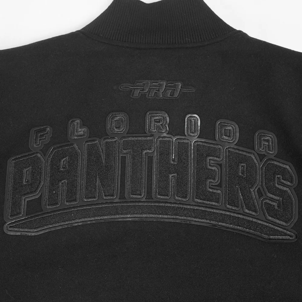 NHL FLORIDA PANTHERS TRIPLE BLACK MEN'S WOOL VARSITY JACKET (TRIPLE BLACK) - Image 5