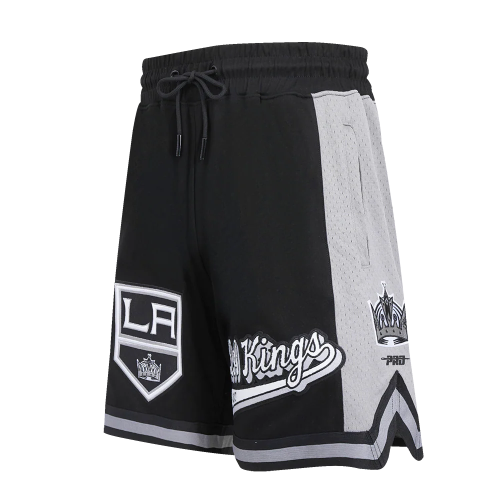 NHL LOS ANGELES KINGS SCRIPT TAIL MEN'S DOUBLE KNIT 2.0 SHORT (BLACK/GRAY)