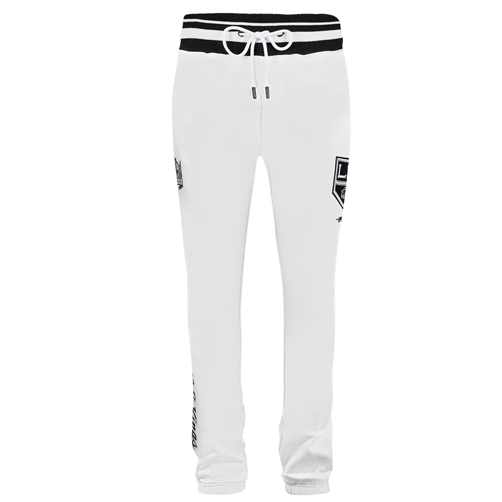 NHL LOS ANGELES KINGS SCRIPT TAIL MEN'S RIB FLEECE SWEATPANT (WHITE/BLACK) - Image 2
