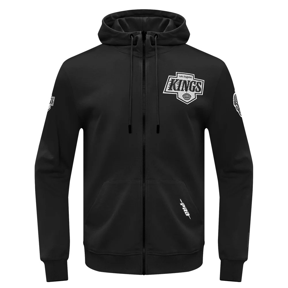 NHL LOS ANGELES KINGS CLASSIC CHENILLE MEN'S DK FZ PO HOODIE (BLACK)