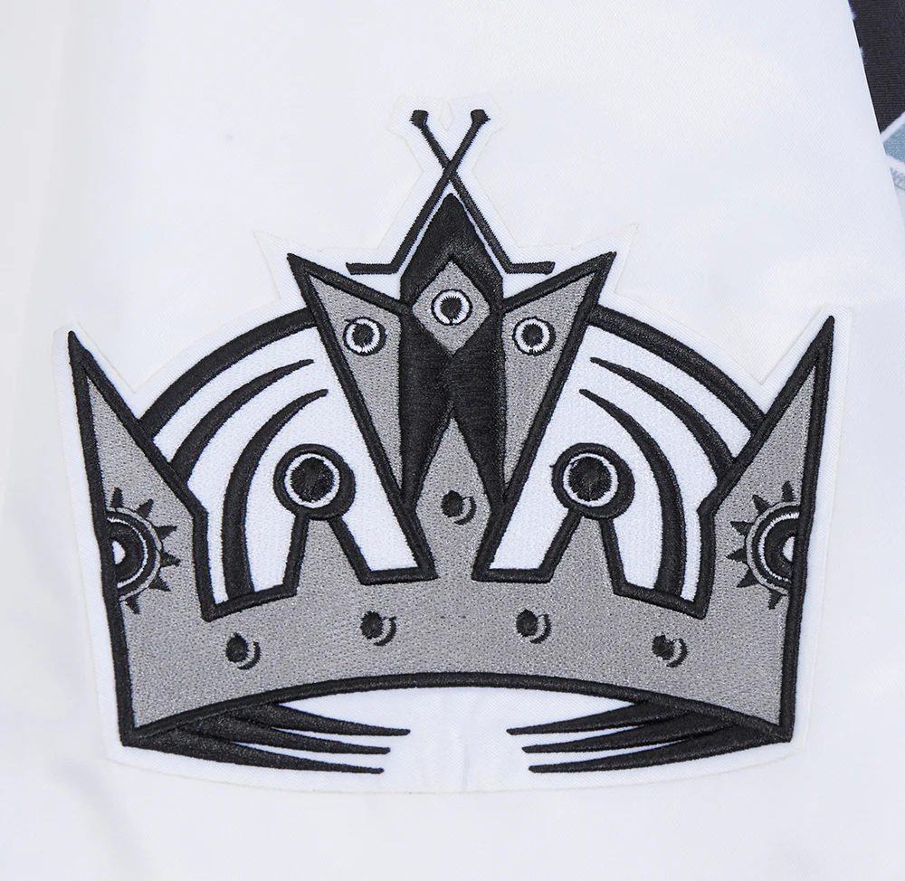 NHL LOS ANGELES KINGS SCRIPT TAIL MEN'S SATIN JACKET (WHITE/BLACK) - Image 8