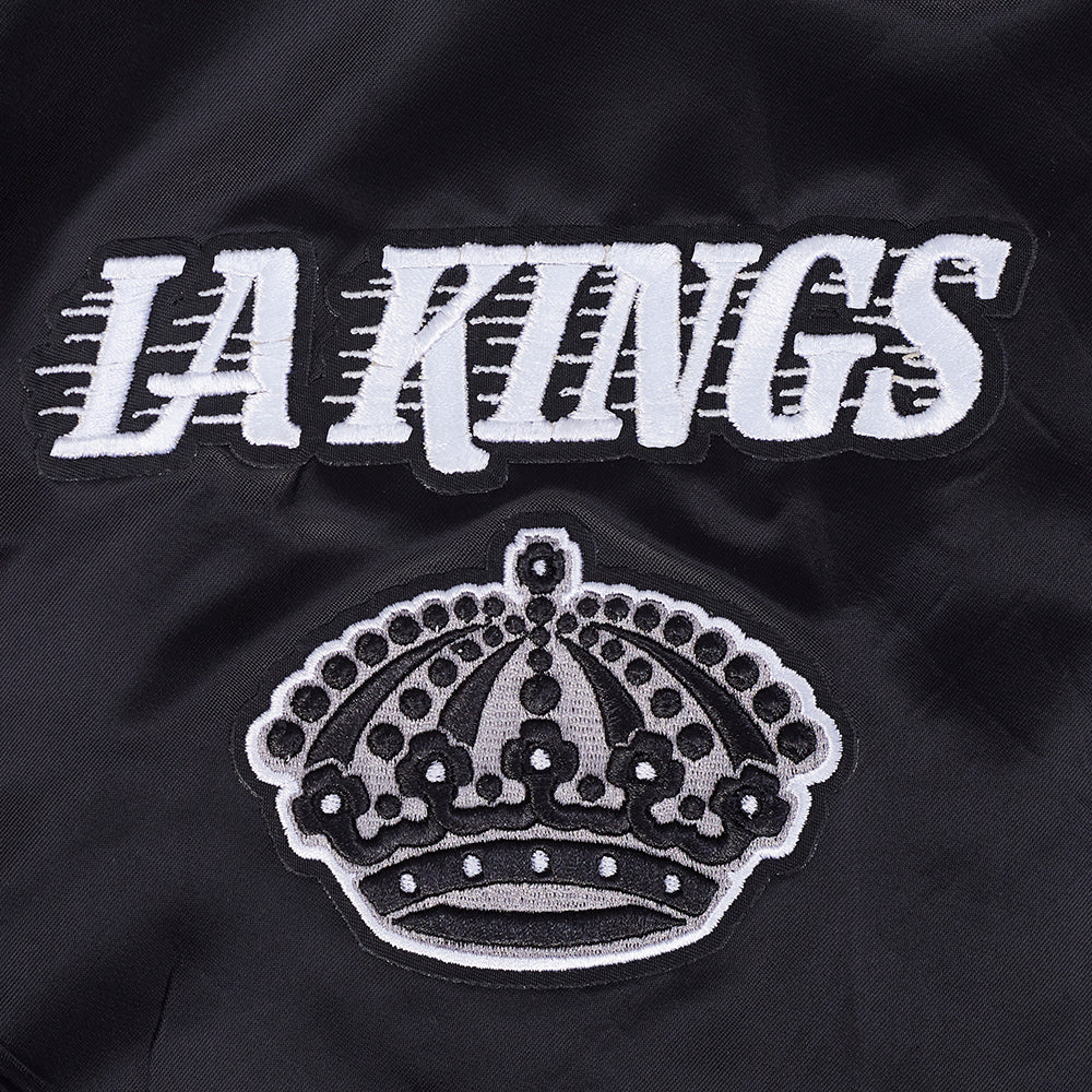 NHL LOS ANGELES KINGS RETRO CLASSIC MEN'S RIB SATIN JACKET (BLACK/GRAY) - Image 5