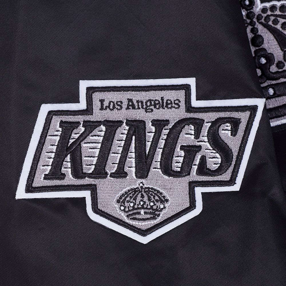 NHL LOS ANGELES KINGS RETRO CLASSIC MEN'S RIB SATIN JACKET (BLACK/GRAY) - Image 8