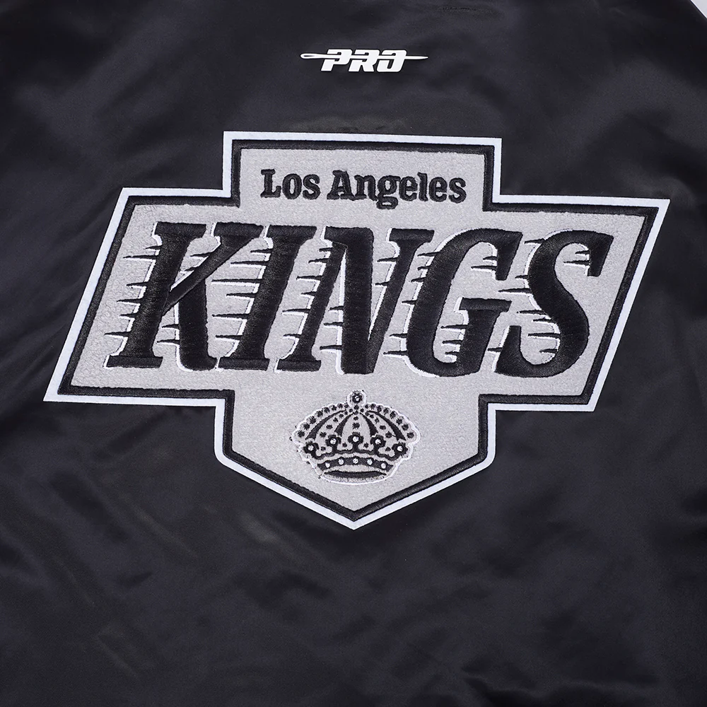 NHL LOS ANGELES KINGS RETRO CLASSIC MEN'S RIB SATIN JACKET (BLACK/GRAY) - Image 9